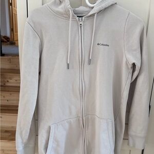 Columbia Greige Beige Taupe Fleece Lined Full Zip Hoodie Small